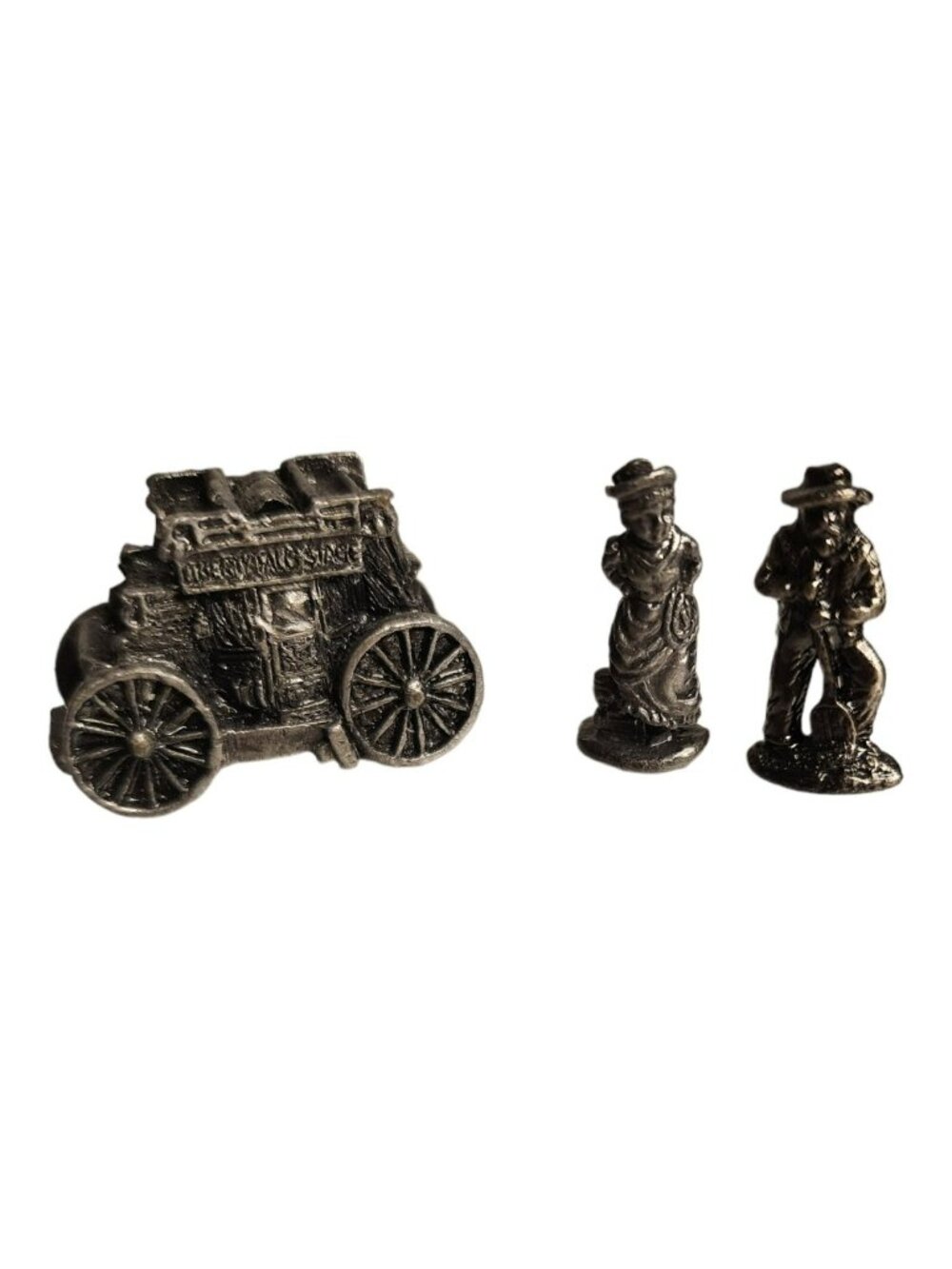 Liberty Falls Pewter Miniatures 3 pc lot 2 Figures & Mail Stagecoach